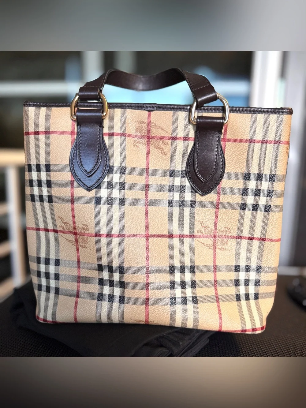 Authentic Burberry London Nova Check Coated Canvas Haymarket Tote Ittivgro58cal - Picture 2 of 13